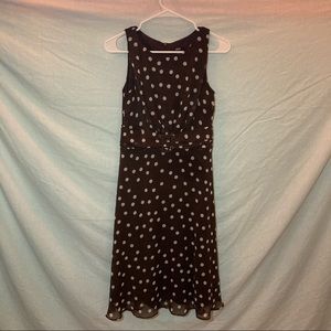 MSK Brown with White Polkadots Midi Dress